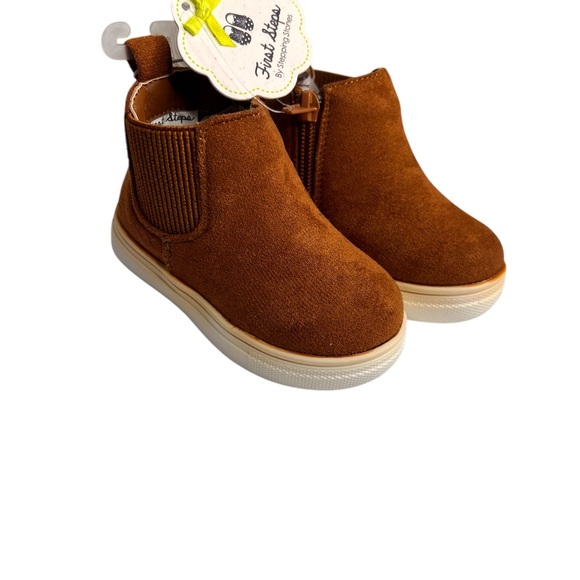 First Steps, Baby Shoes Boots, Chelsea Pull On/Zip Elastic Ankle Brown  Sz 6 - Picture 3 of 7